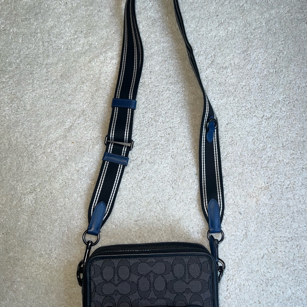 Coach Black Denim Crossbody Charter + Wallet - Picture 2 of 16